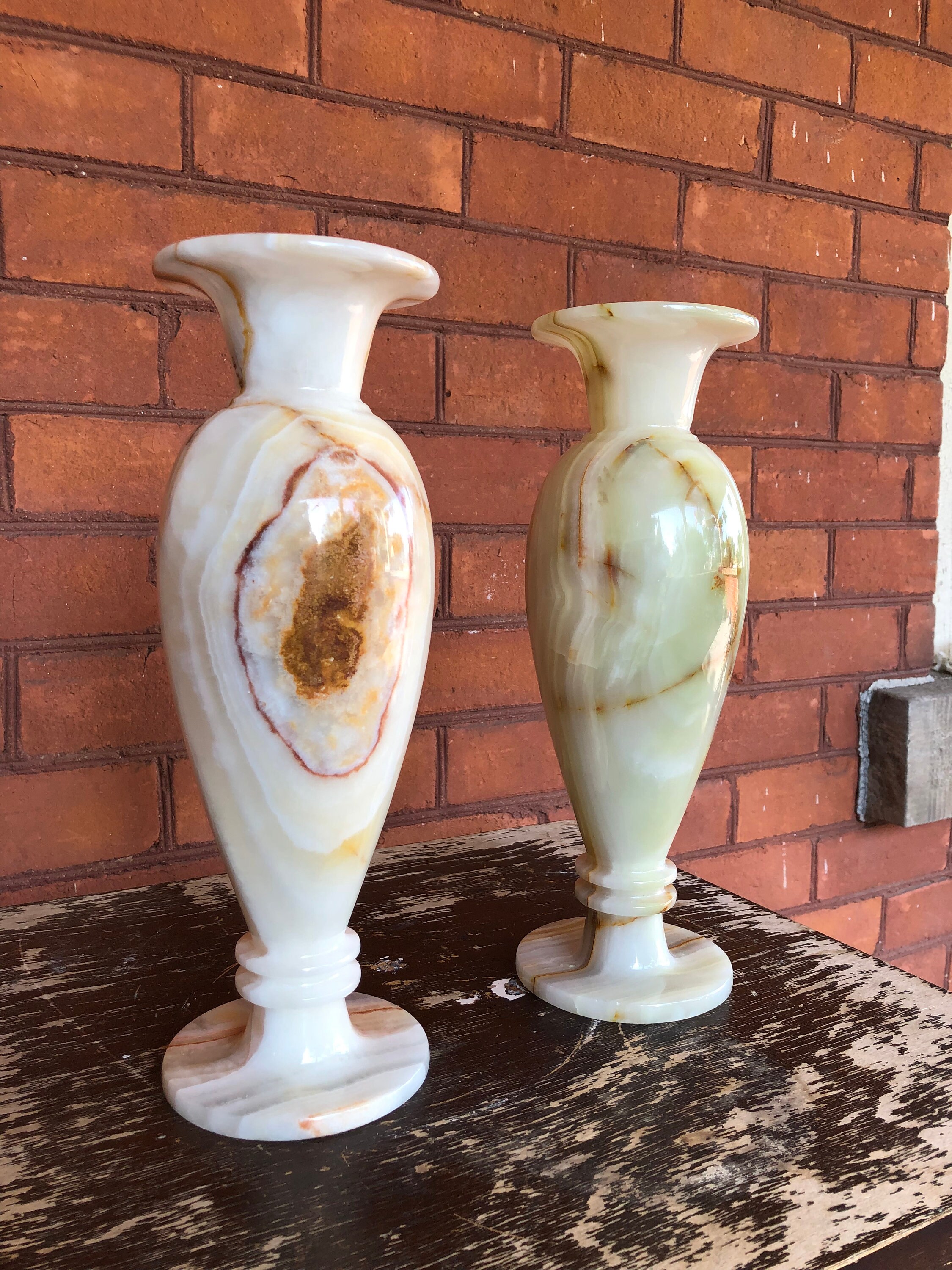 Vintage Onyx Stone Vases Onyx Vases Onyx Flower Vases Etsy Canada