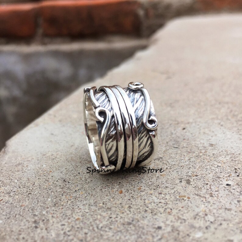 Anxiety Ring Promise Ring Women Ring 925 Silver Ring Thumb Ring Boho Ring Spinner Ring Gift Ring Fidget Ring Worry Ring Gypsy Ring