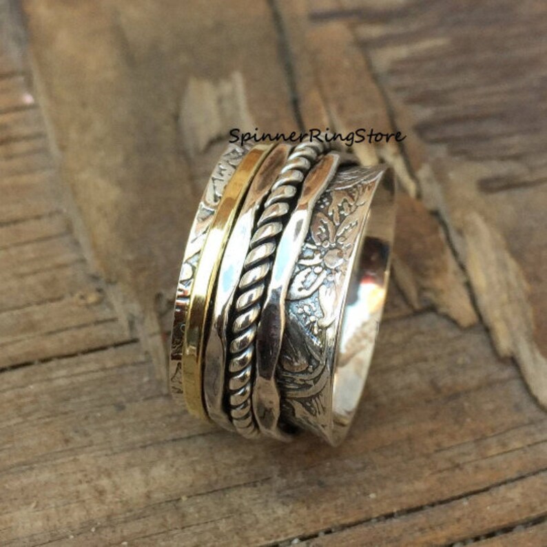 Thumb Ring Spinner Ring Handmade Ring Silver Spinner Ring Vintage Ring Worry Ring Fidget Ring Gift For Her Boho Ring Spinning Ring