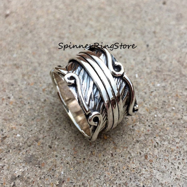 Anxiety Ring Promise Ring Women Ring 925 Silver Ring Thumb Ring Boho Ring Spinner Ring Gift Ring Fidget Ring Worry Ring Gypsy Ring