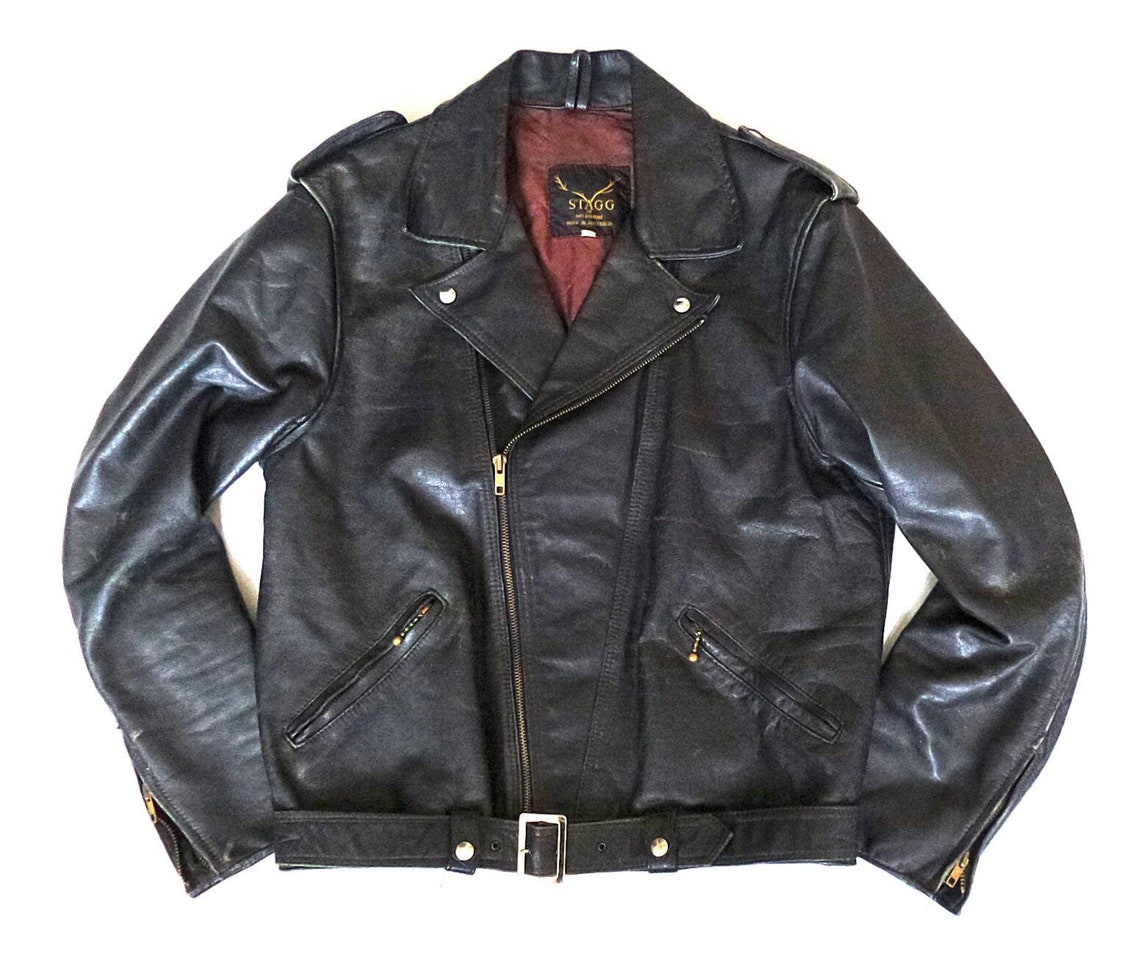 Vintage 1950s STAGG Motorcycle Leather Bike Jacket Medium Cafe Racer - Etsy