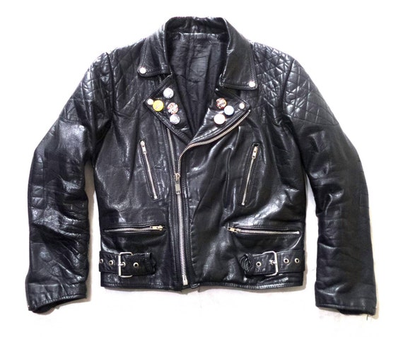 True vintage 1970s punk motorcycle Leather jacket