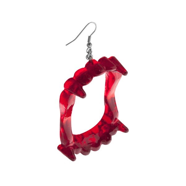 Ruby Red Vampire Fang Earrings