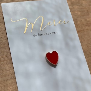 Carte Merci - Broche Coeur - Fête des Mères - Cadeau de fin d'année - Cadeau école - Cadeau remerciement - Maîtresse ATSEM Nounou