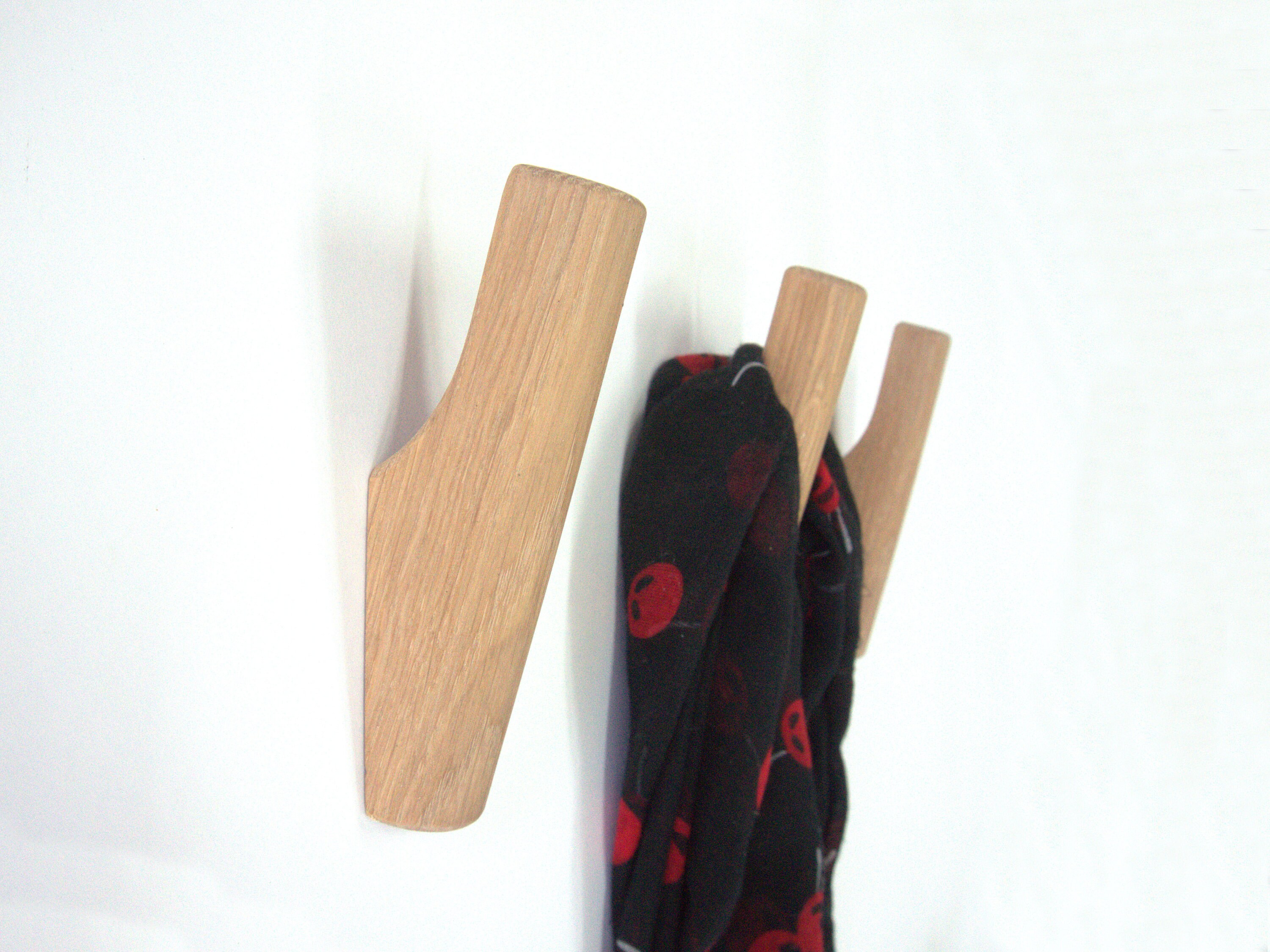 Set of 4 selfadhesive wall hooks made from oak Etsy