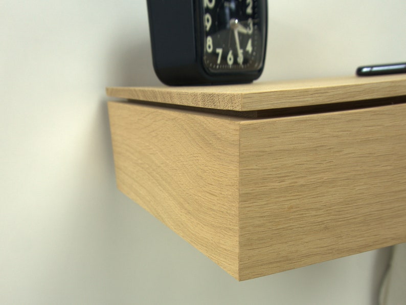 Small Minimalistic Oak Floating Bedside Table With a Floating Etsy