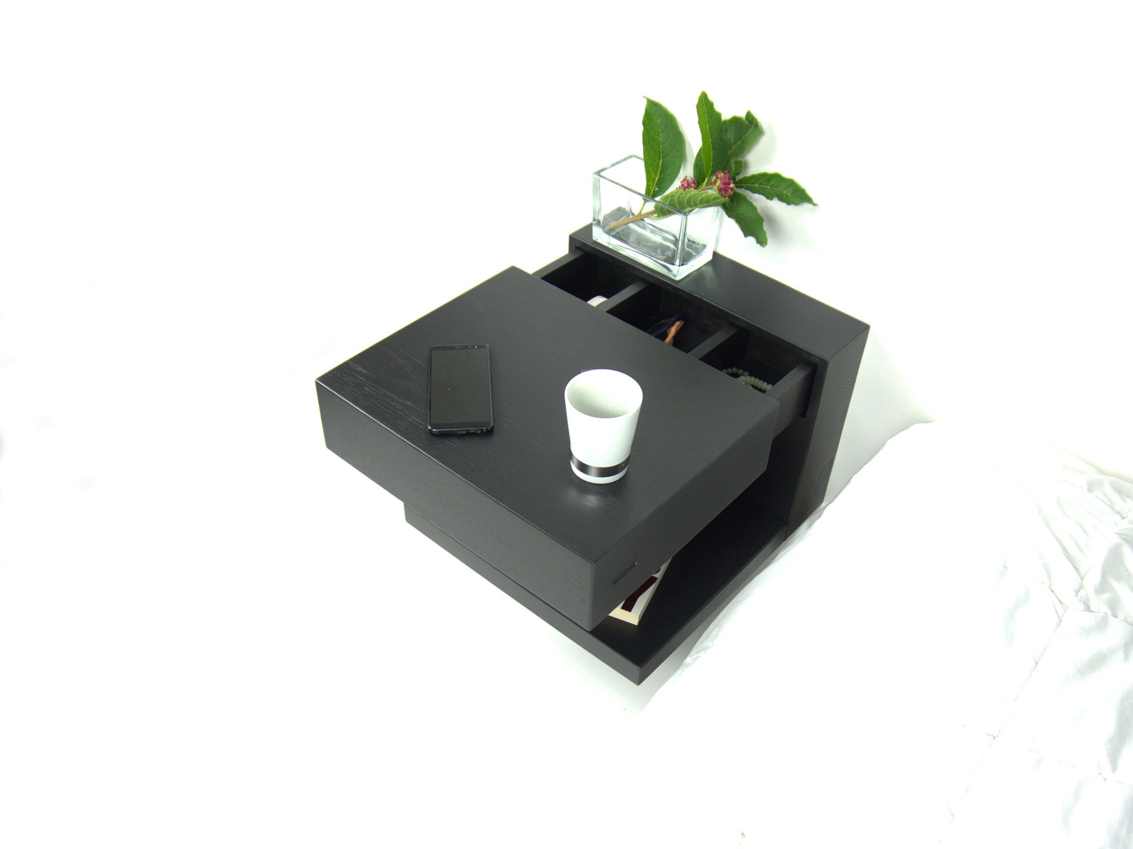 Floating Bedside Table With Sliding Drawer and Floating Shelf BIG Sesam ...
