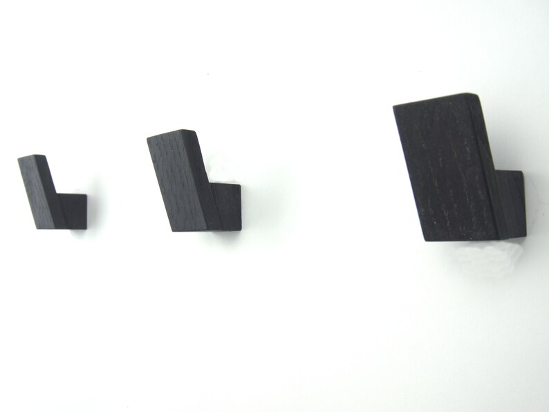 3x Wooden Wall Hook Coat Hook Natural White or Black Oak Etsy