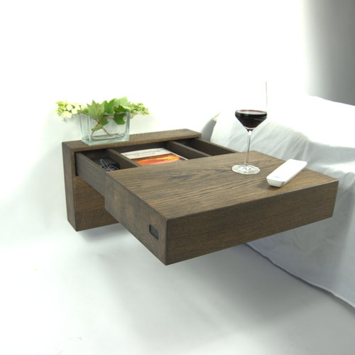 USB Nightstand With Drawer Modern Floating Bedside Table With Etsy