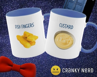 Doctor Who - Fish Fingers and Custard Mugs - Set of two 11 Oz Mugs - Valentine's Gift