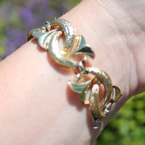 signed Coro glod tone link bracelet
