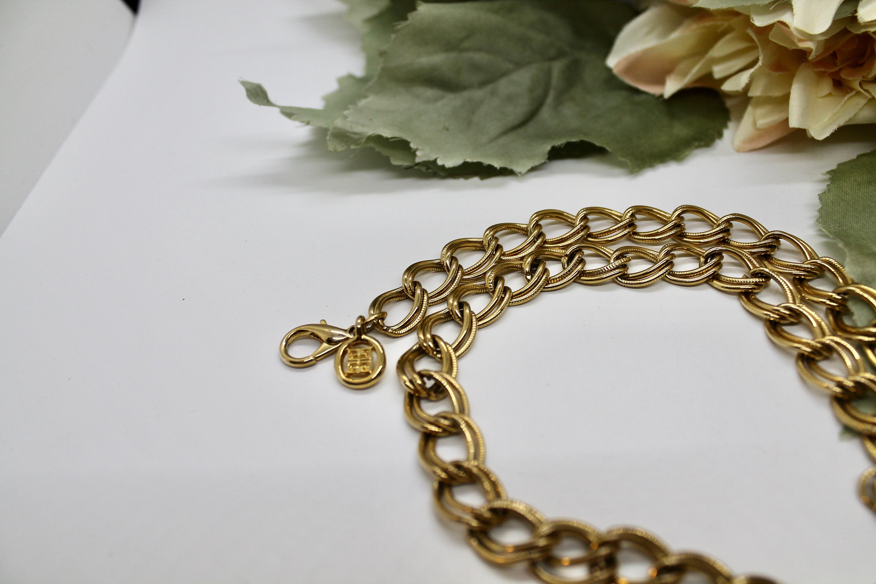 Givenchydouble Gold Link Chain With Lobster Clasp Etsy
