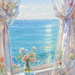 sea view Window Film Roll rainbow Suncatcher Static Cling, Decorat Privacy Window Vinyl UV protection Sunscreen heat insulation film nn016d