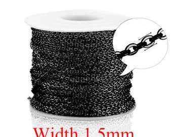 black chain Bulk 1.5mm chain steel cable chain stainless steel necklace chain diy jewelry wholesale chain supplies nn074-16