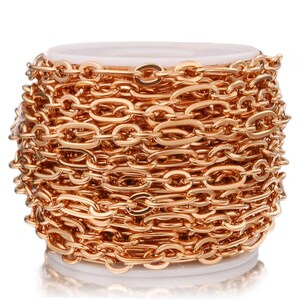 Rose gold chain Bulk 10mm chain rose gold plated steel Rolo Cable Chains necklace Stainless Steel chain findings Handcrafts supplies nn077-3