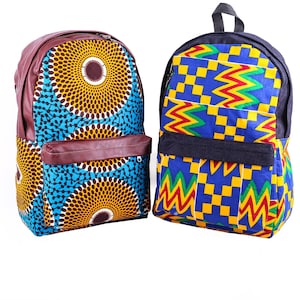 African Print  Kente Ankara Bookbag Backpack