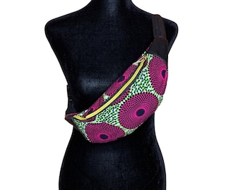 Pink & Grün Nsubra Kente African Print Reißverschluss CrossBody Bauchtasche Gürteltasche Hip Bag