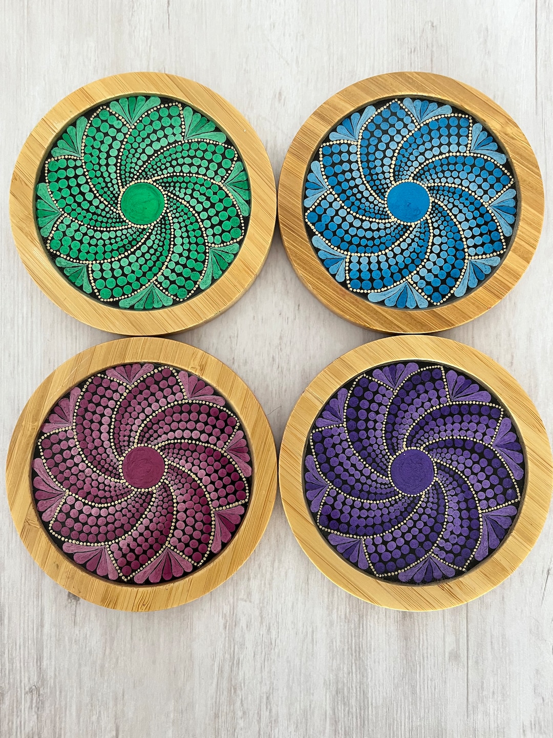 Bamboo Coasters/set of Four Coasters/3.75 Inch Coasters/home Decor - Etsy