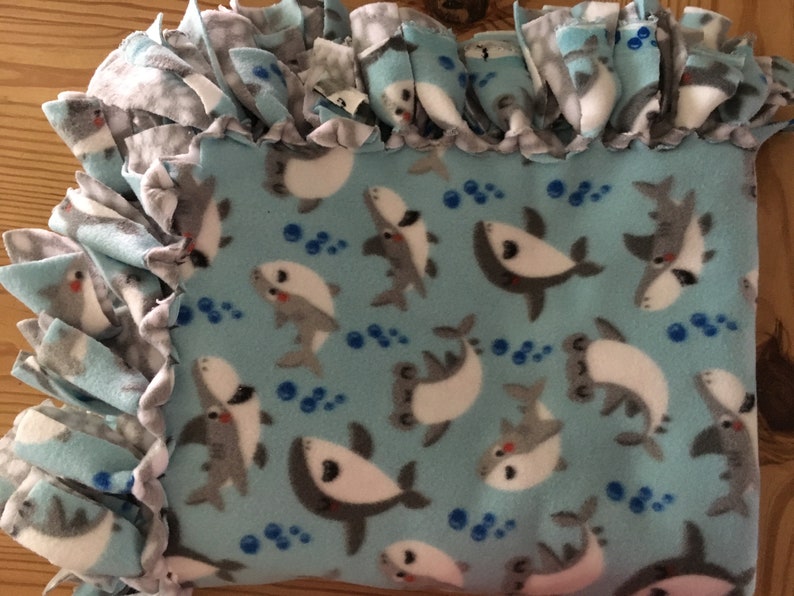 Shark Fleece Tie Blanket Etsy