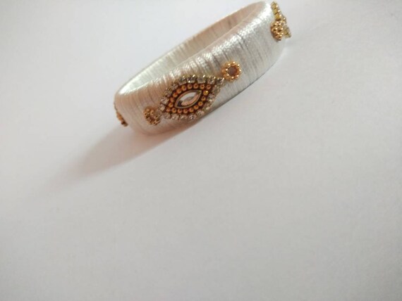 silk thread bangles white colour