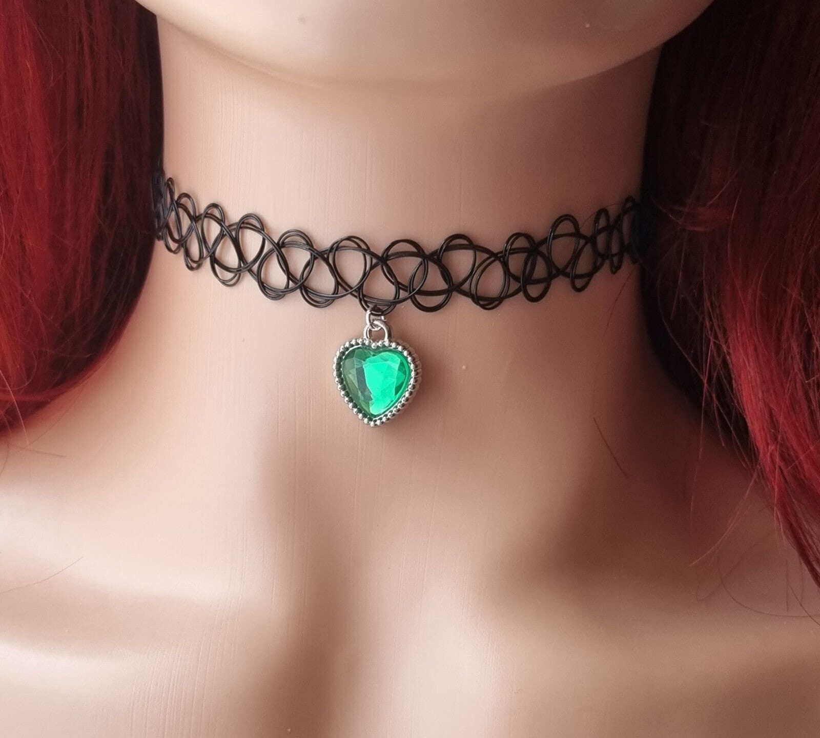 90s grunge tattoo choker and necklace with dragonfly charm…