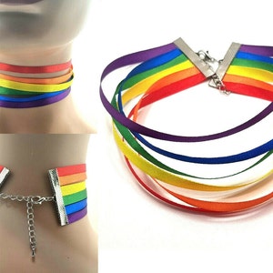 Choker Necklace Rainbow LGBT Gay Pride Festival Party Multicolor Classic Gift UK