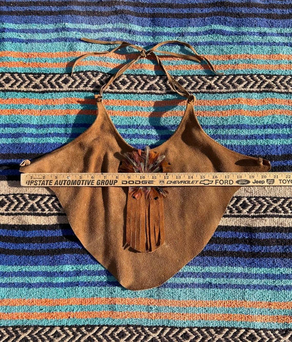 Vintage Handmade Southwestern Leather Halter Top,… - image 5