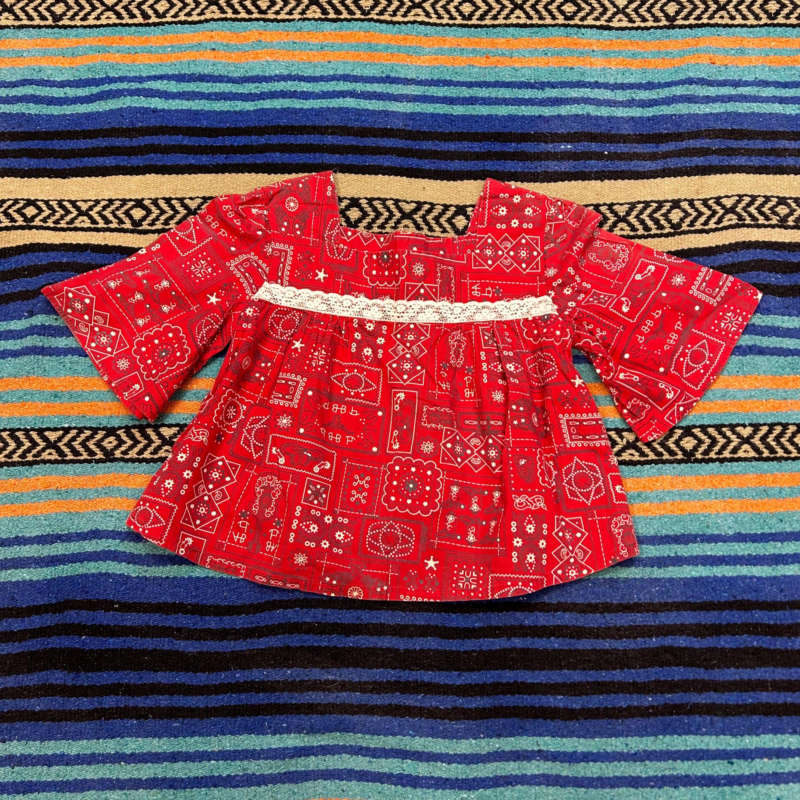 Vintage Handmade Western Bandana Crop Top, Women’s Small, Cottagecore Cowgirl Shirt