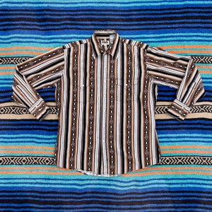 Vintage Southwestern Pearl Snap, Men’s Medium, Long Sleeve Western Cowboy Shirt