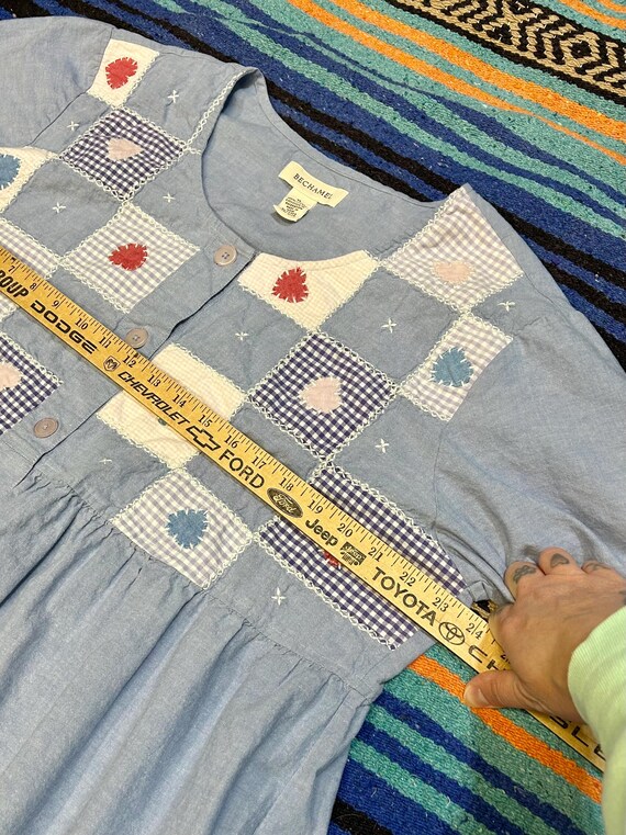 Vintage Cottagecore Button Down Patchwork Dress, … - image 4