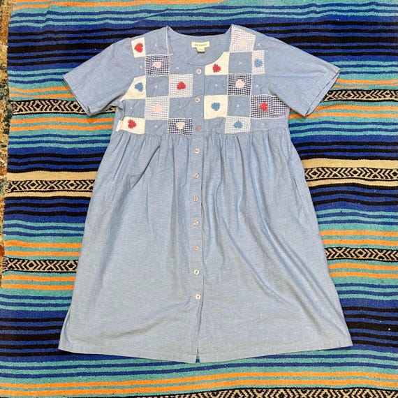 Vintage Cottagecore Button Down Patchwork Dress, … - image 1
