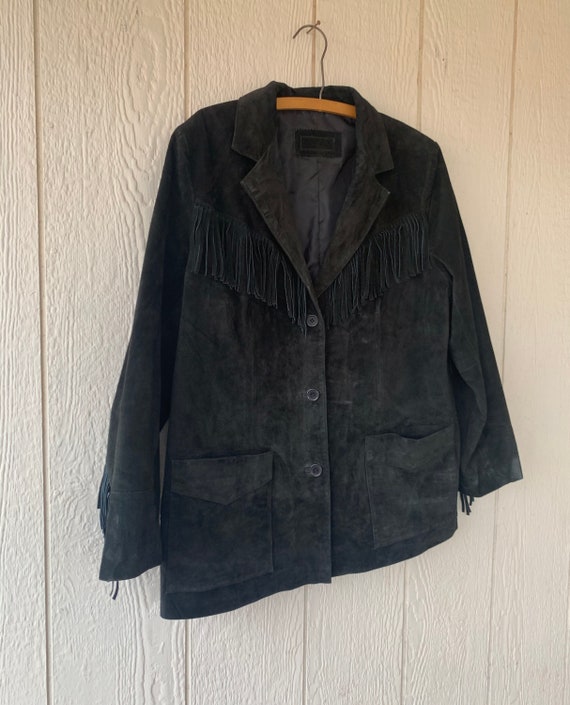 Vintage Fringe Suede Jacket, Women’s XL