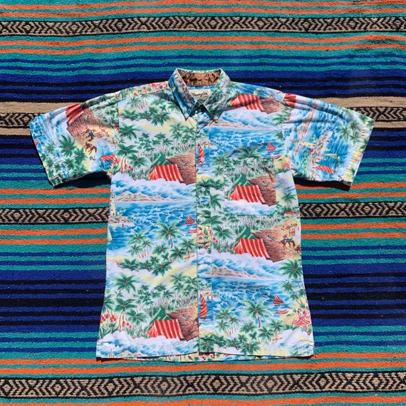 Vintage Wrangler Hawaiian Shirt Horses 