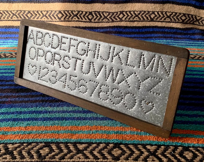 Vintage Punched Tin Alphabet and Number Sign Nursery Folk Etsy