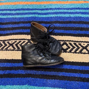 Antique Leather Baby Booties: Victorian Lace-Up Shoes (6-12 Months)