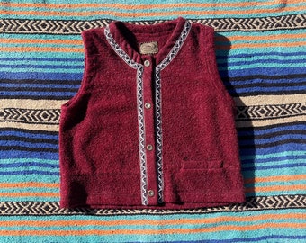 Vintage Y2K Mohair Burgundy Vest, Women’s Medium, Soft and Warm Minimalist Vest