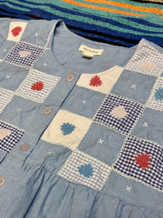 Vintage Cottagecore Button Down Patchwork Dress, … - image 2