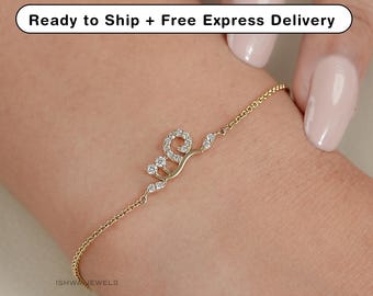 Round Cut Earth Mined Diamond Minimalist Bracelet/ Prong Set Yellow Gold Cable Chain Bracelet/ Natural Diamond Everyday Bracelet For Her