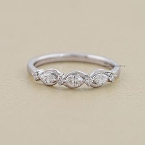 Marquise Cut Natural Diamond Seven Stone Ring/ East West Set Marquise Diamond Wedding Ring/ Prong Set White Gold Minimalist Ring For Her