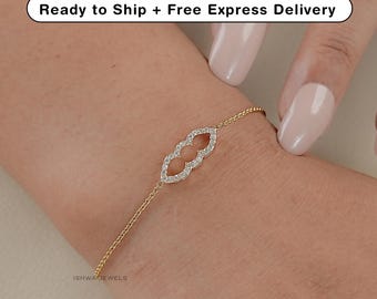 Round Cut Natural Diamond Minimalist Bracelet/ 14K Yellow Gold Wedding Bracelet/ Delicate Women Jewelry For Gift/ Birthday Gift For Her