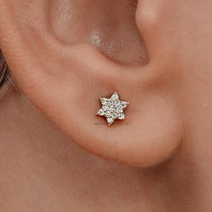 Natural Round Diamond Star Earrings/ Cluster Set Minimalist Stud Earrings For Women/ 14K Solid Gold Screw Back Earrings For Bridesmaid Gift