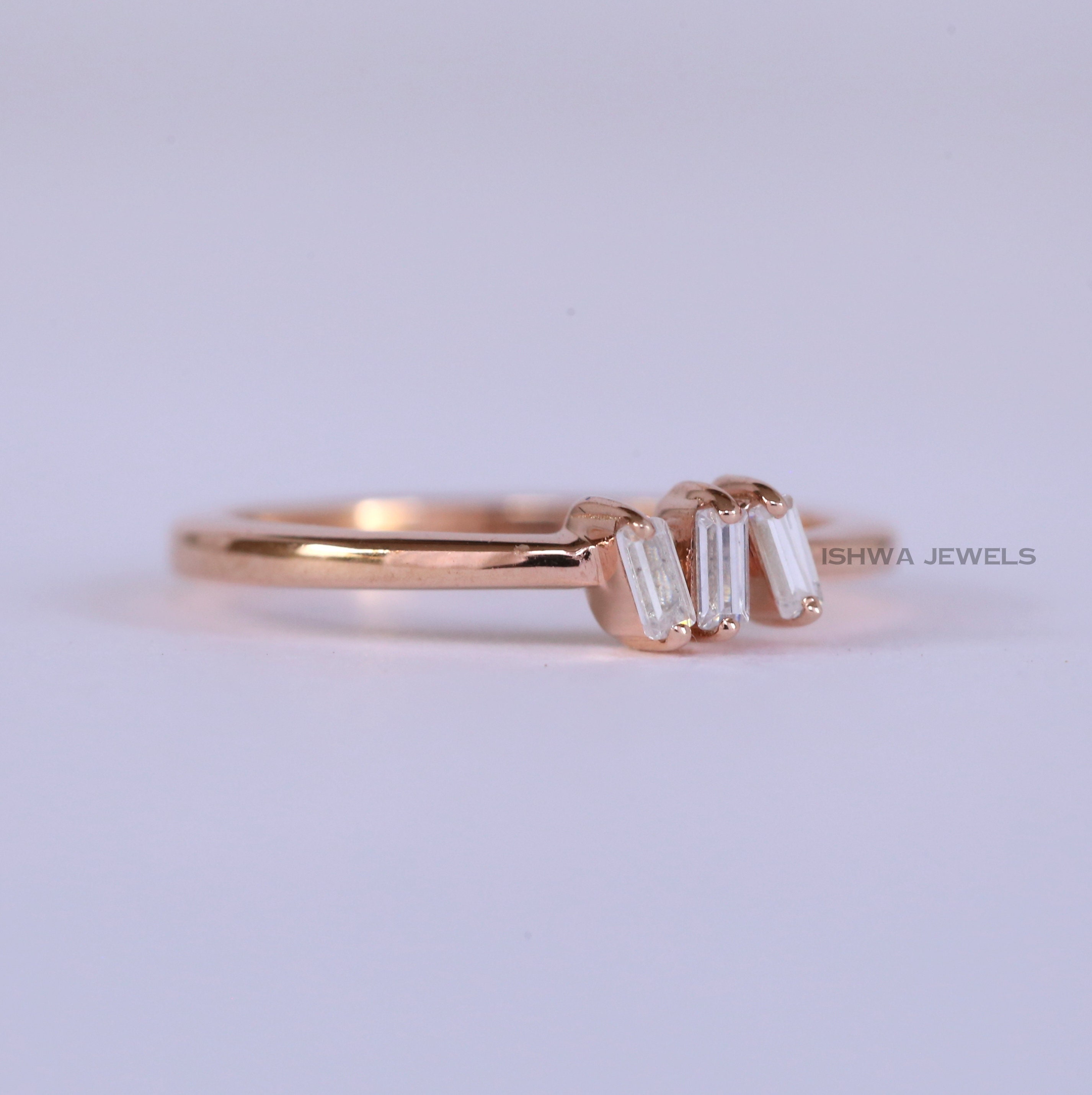 Three Stone Ring / Baguette Diamond Ring / Natural Diamond Etsy