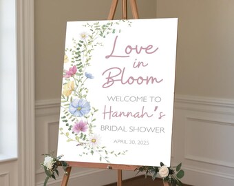 Welkomstbordje bloemen vrijgezellenfeest: aquarelcanvasjabloon (24 x 36, digitale download)