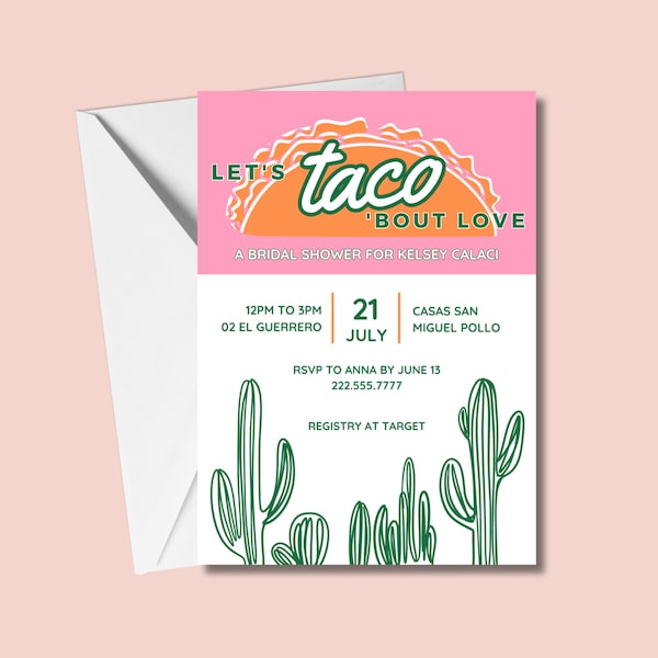 Taco Bout Love Bridal Shower Invitation | Fiesta Bridal Shower Invite | Digital Template