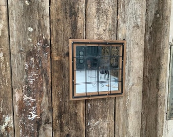 Square Industrial Framed Metal Jail Mirror