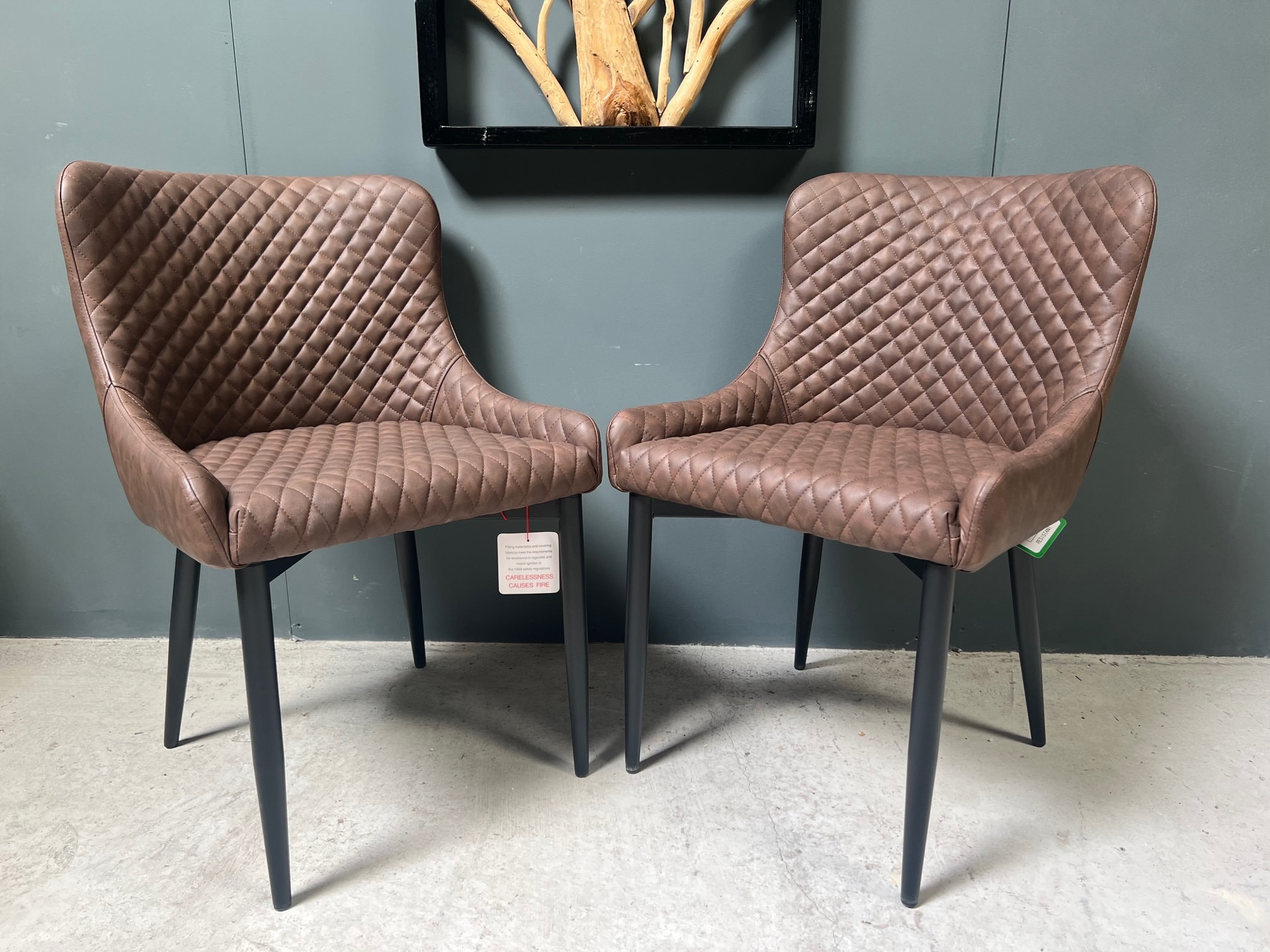 Pair of Classic Faux Leather Dining Chair in Brown Etsy