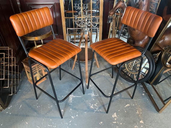 Leather bar chairs discount
