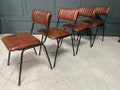 Brand New Industrial Style Dining Chair with Ribbed Leather in Dark Brown
