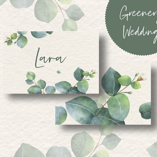 Tischkarten zum beschriften Hochzeit Eukalyptus Grün Platzkarten Namenskarte Geburtstag Tischdeko Papeterie Hochzeitsdeko Platzkarten