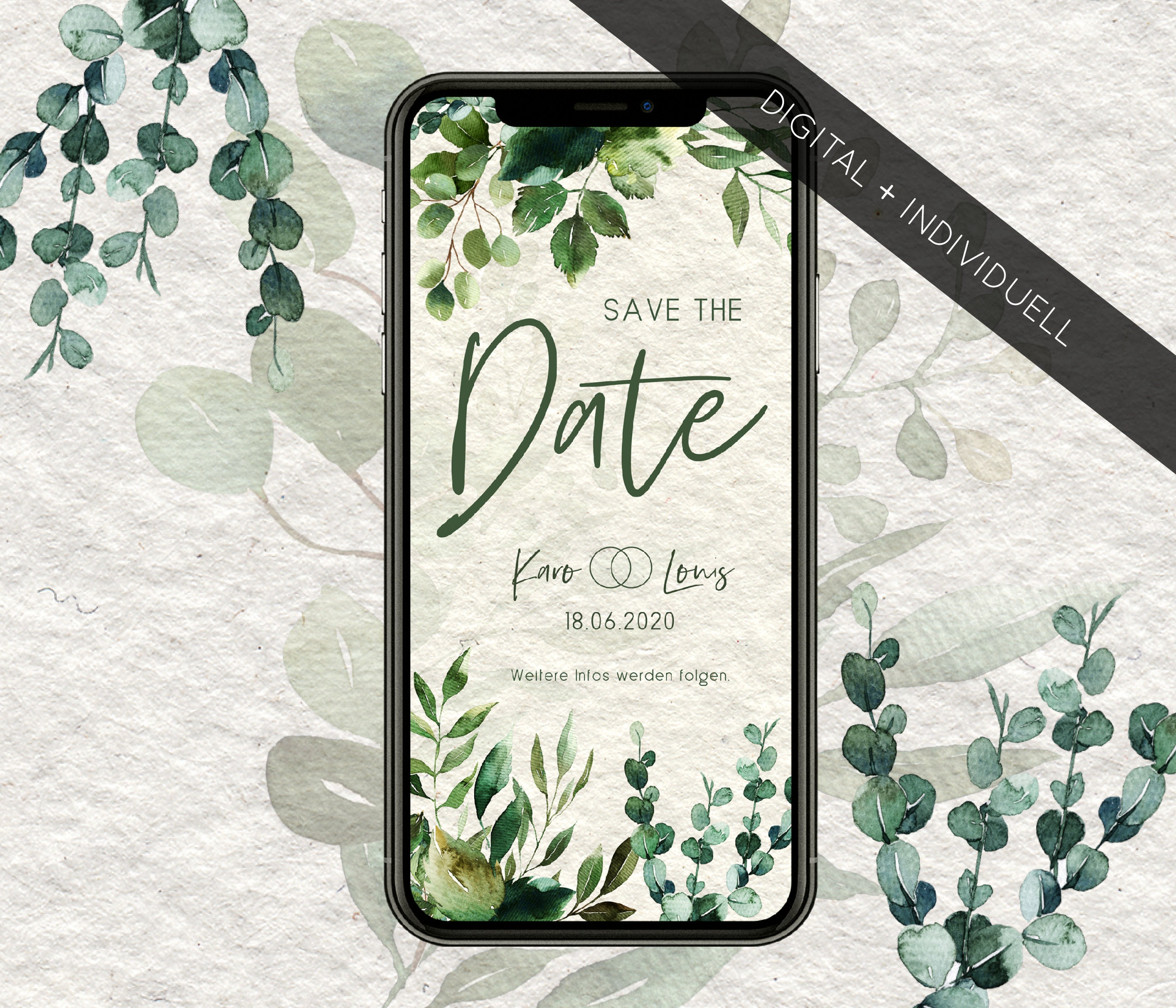 Digitale Save The Date Karte zum Versenden WhatsApp Etsy